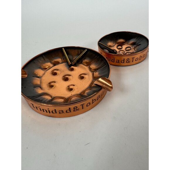 Trinidad & Tobago Copper Steel Drum Ashtray Set - Picture 14 of 16
